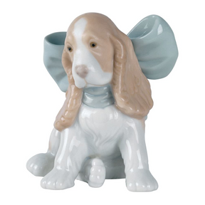 Statuina Cucciolo Puppy NAO in porcellana decorata a mano 10x10 cm