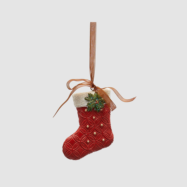 Calza di Natale EDG Enzo De Gasperi in tessuto decorato 9 cm