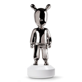 Scultura The Guest Silver Lladrò in porcellana finitura argento 52x19 cm