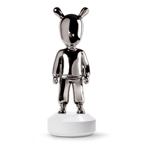 Scultura The Guest Silver Lladrò in porcellana finitura argento 52x19 cm