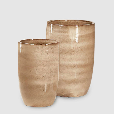 Vaso porta piante Glaze EDG in ceramica color sabbia 63x40 cm