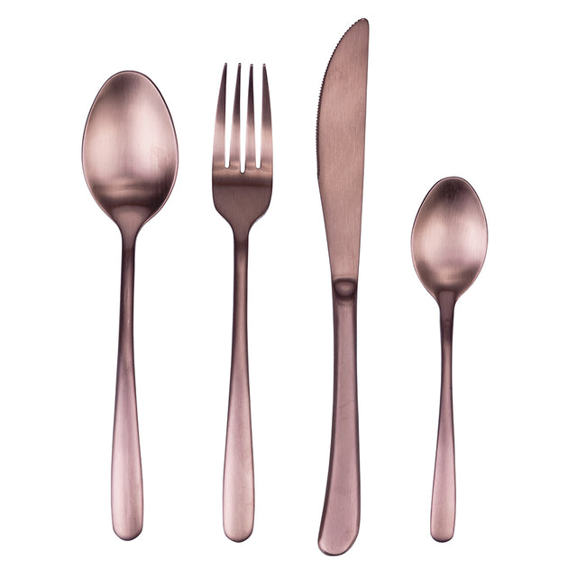 Set posate Drop Villa D'Este Home Tivoli acciaio color rame opaco 24 pezzi