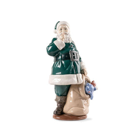 Statuina Babbo Natale Lladrò in porcellana lucida 33x17 cm