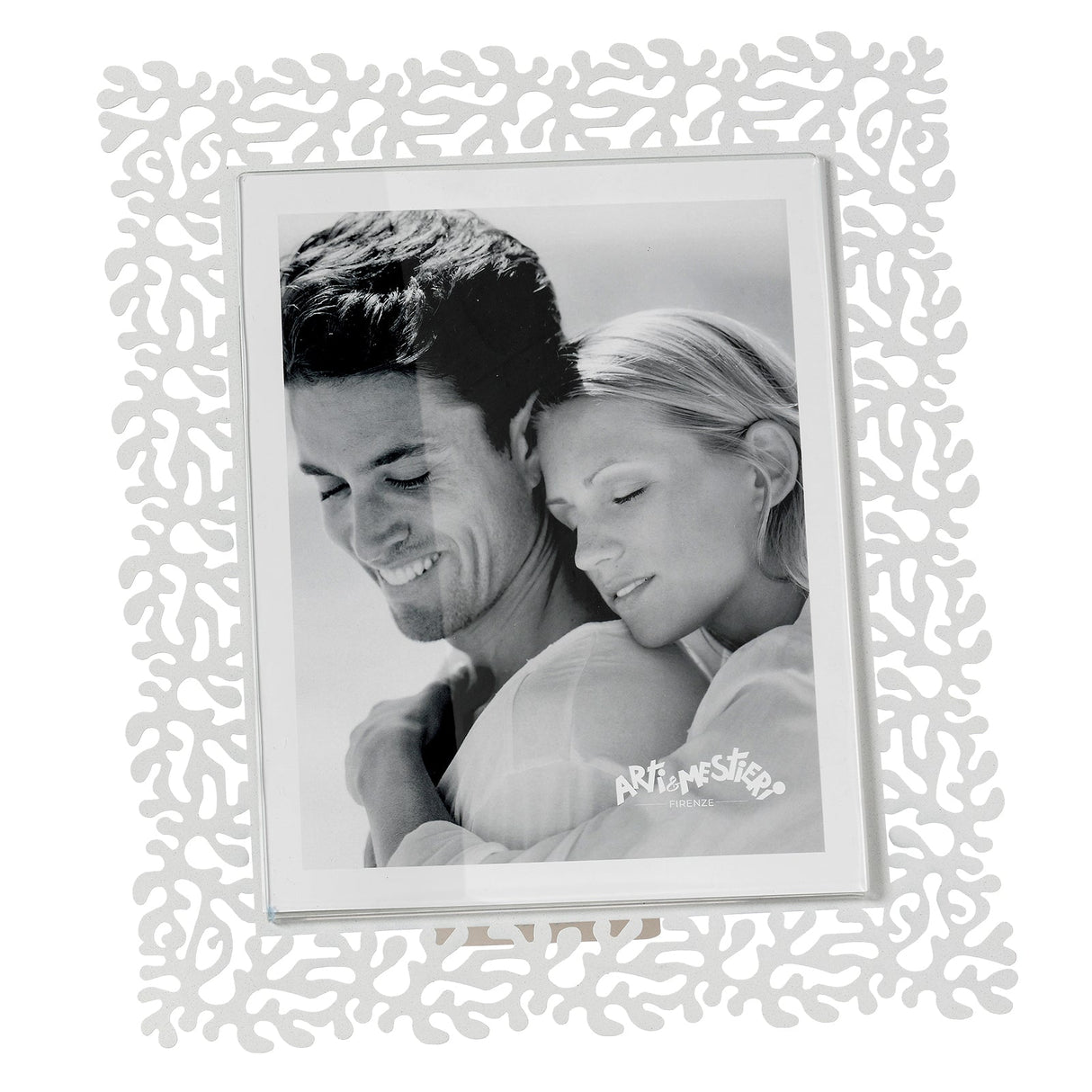 Portafoto Corallo Maxi Arti & Mestieri in ferro bianco marmo 34x29 cm