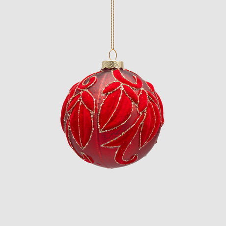 Pallina di Natale EDG in vetro velvet rosso diametro 10 cm