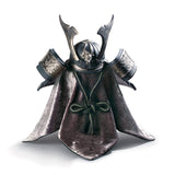 Elmetto Samurai Drago Lladrò in porcellana nera opaca e argento 35x20 cm