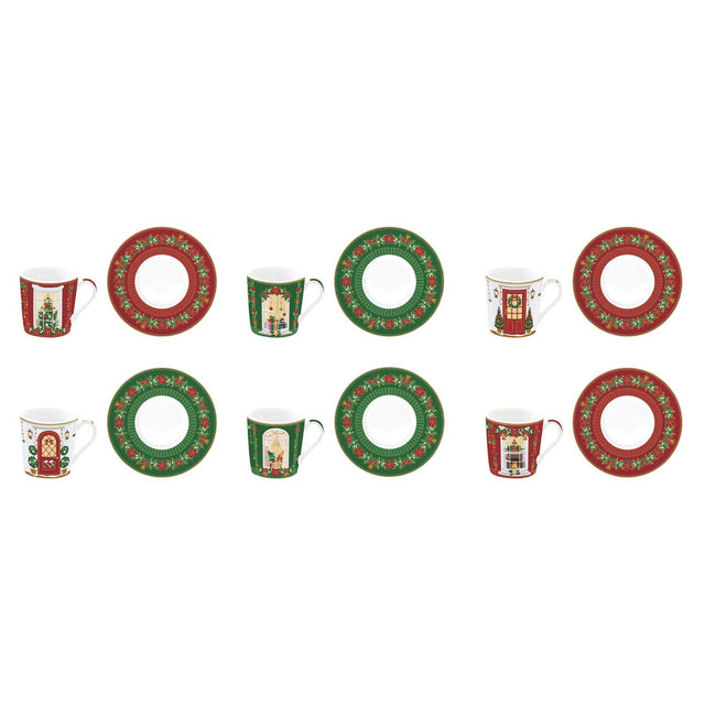 Set 6 tazzine caffè Festive Avenue Easy Life in porcellana decorata 100ml