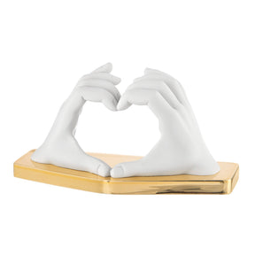 Scultura mani a cuore Bongelli Preziosi in marmorino 22x12 cm