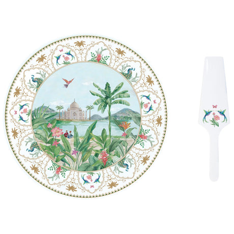 Piatto torta Paradise Sauvage Easy Life in porcellana decorata 32 cm