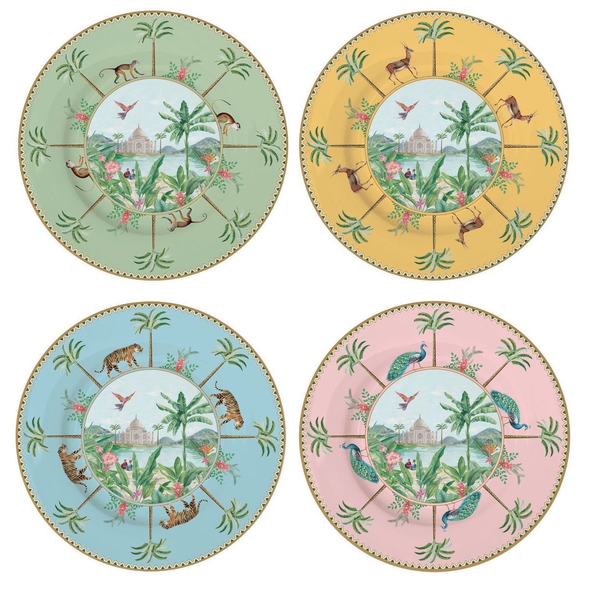 Set 4 piatti dessert Paradise Sauvage Easy Life in porcellana 19 cm