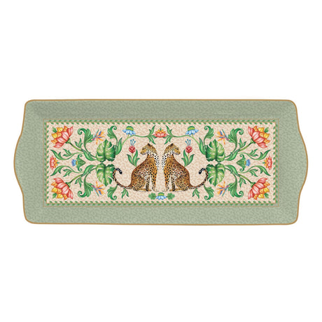 Vassoio Jungle Vibes Easy Life in porcellana con decoro leopardo 35x15 cm