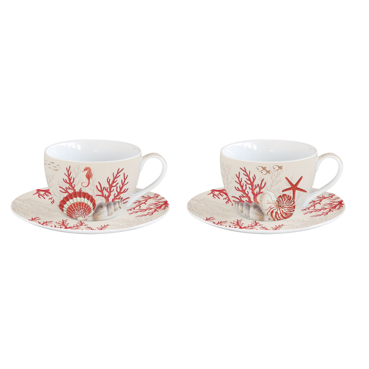 Set 2 tazzine caffè Easy Life in porcellana decoro Coral Reef 110 ml