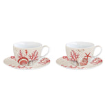 Set 2 tazzine caffè Easy Life in porcellana decoro Coral Reef 110 ml