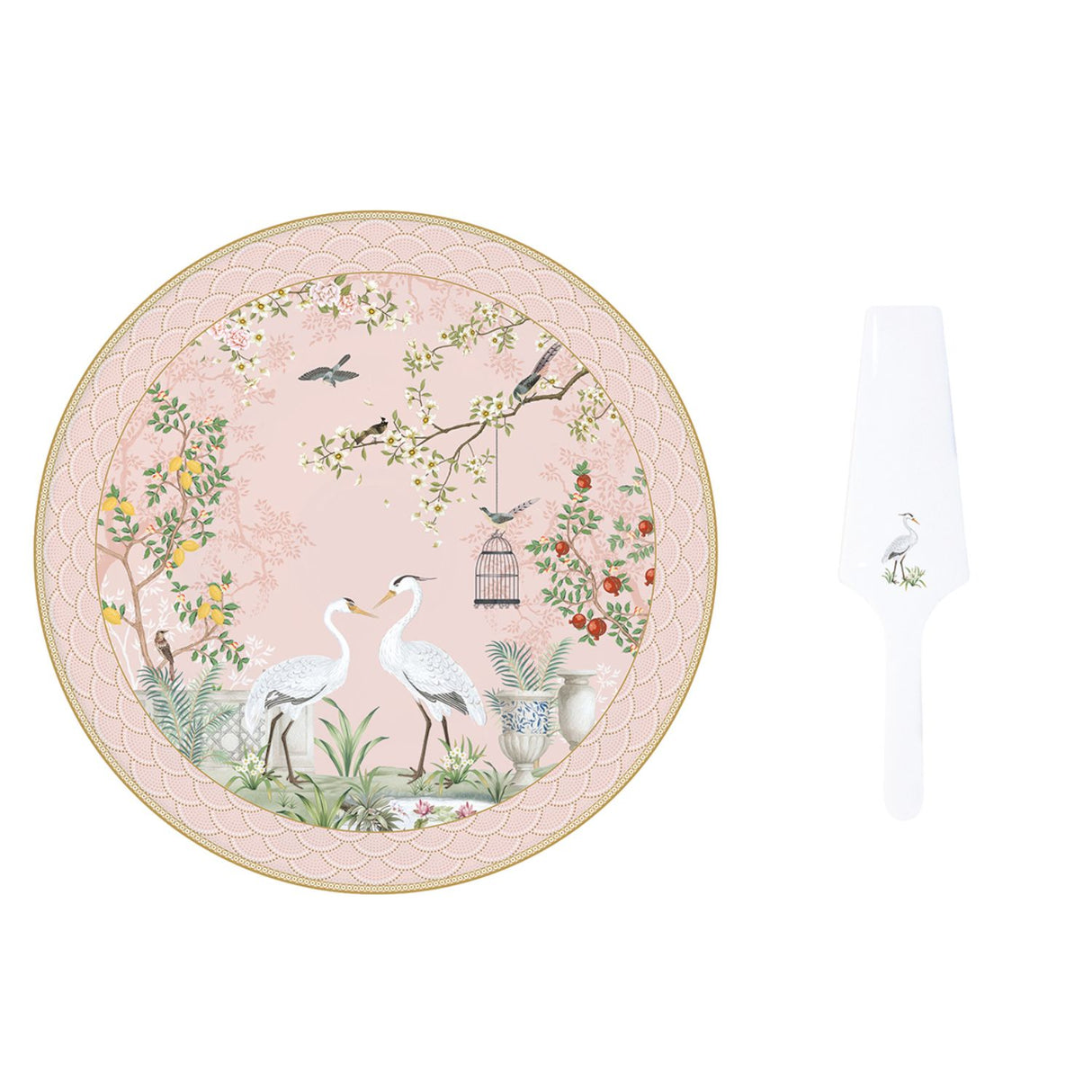 Piatto torta Jardin de Reves Easy Life in porcellana decorata 32 cm