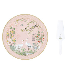 Piatto torta Jardin de Reves Easy Life in porcellana decorata 32 cm