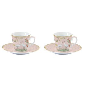 Tazzine caffè Jardin de Reves Easy Life in porcellana con decori floreali