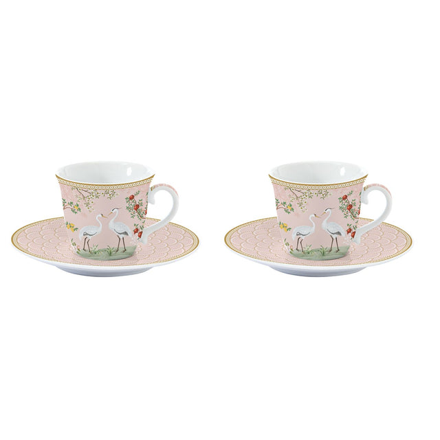 Tazzine caffè Jardin de Reves Easy Life in porcellana con decori floreali