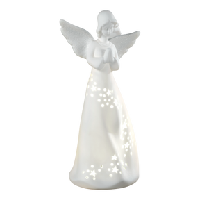 Angelo di Natale Mascagni Casa in porcellana con luci LED 24 cm