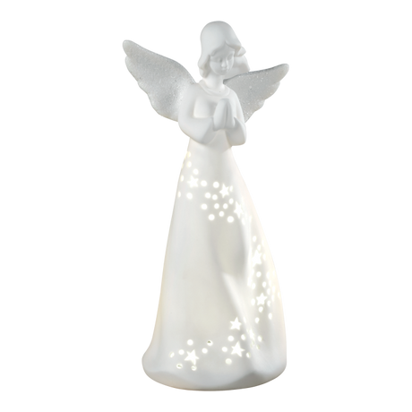 Angelo di Natale Mascagni Casa in porcellana con luci LED 24 cm