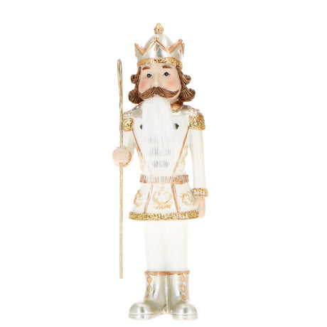 Schiaccianoci soldatino Timstor in poliresina bianco e oro 22 cm