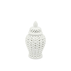 Vaso Ming Cross Abhika in ceramica bianca traforata 28 cm