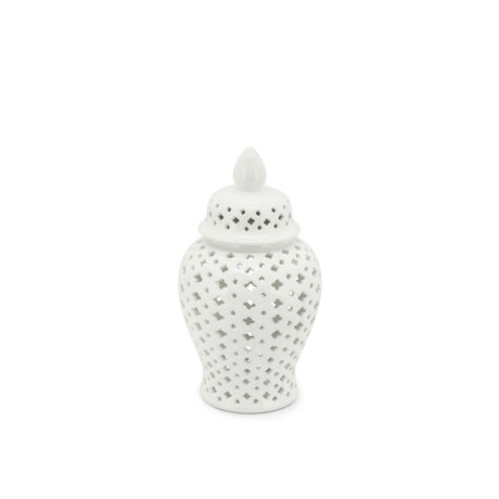 Vaso Ming Cross Abhika in ceramica bianca traforata 28 cm