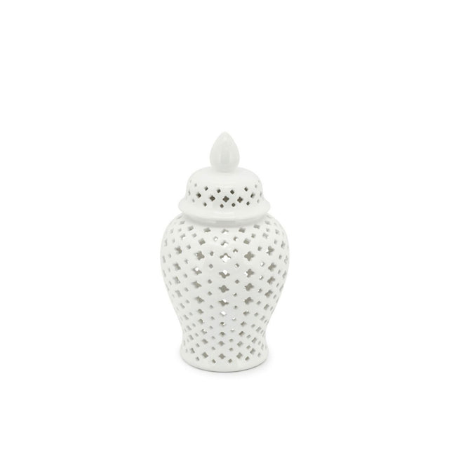 Vaso Ming Cross Abhika in ceramica bianca traforata 28 cm