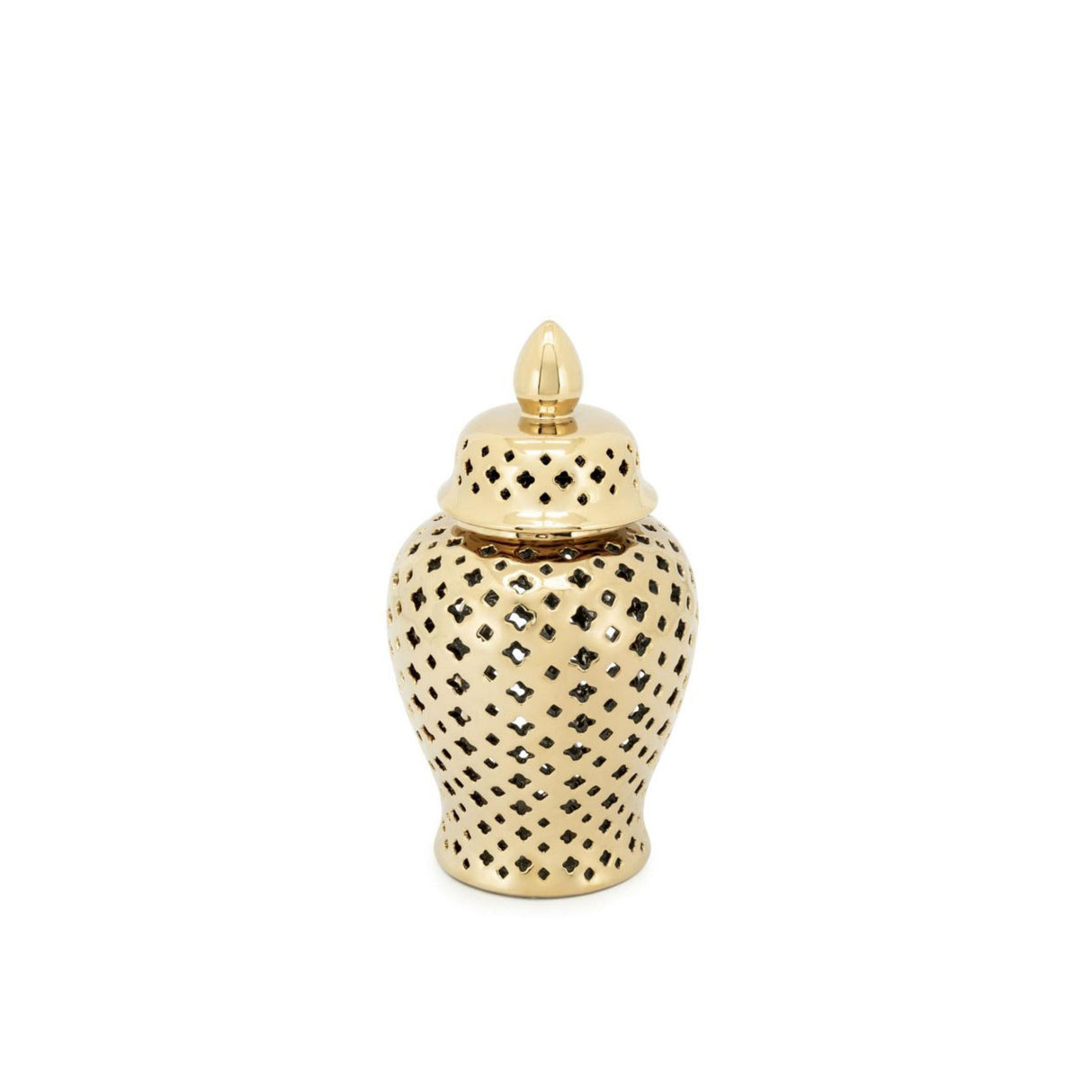 Vaso Ming Cross Abhika in ceramica oro intagliata 28x16 cm