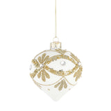 Addobbo trottola Bizzotto in vetro bianco 10 cm decorazione natalizia