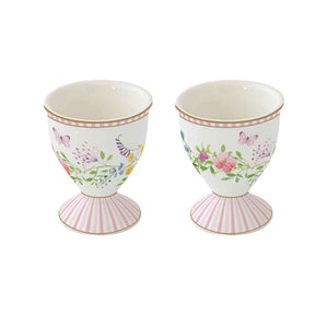 Set 2 portauovo Happy Easter Easy Life in porcellana decorata 6,5 cm