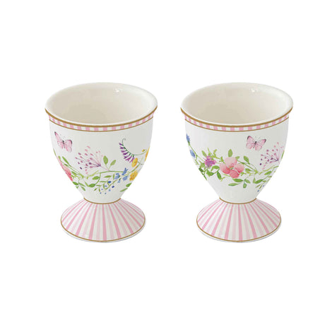 Set 2 portauovo Happy Easter Easy Life in porcellana decorata 6,5 cm