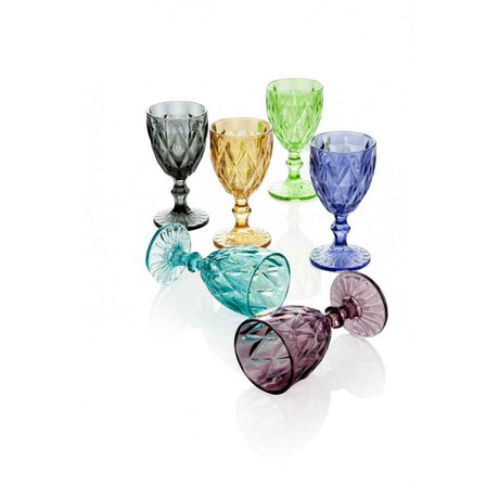 Set 6 calici Diamante Brandani in vetro colorato 16x8 cm