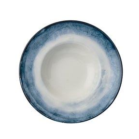 Piatto pasta Shade Sea Arthur Krupp in porcellana con bordo azzurro 27 cm