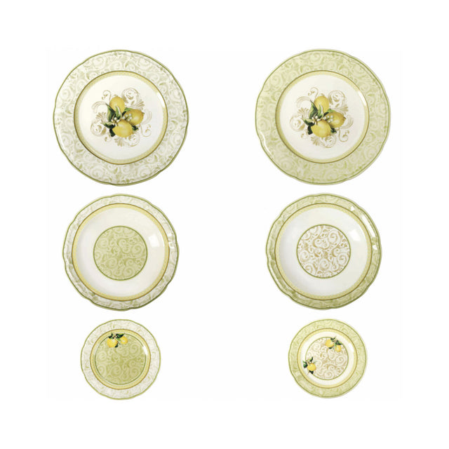 Set piatti Limoni Brandani in porcellana decorata 18 pezzi