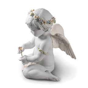 Statuina Angelo Cherubino dell'Amore Lladrò in porcellana 36x28 cm