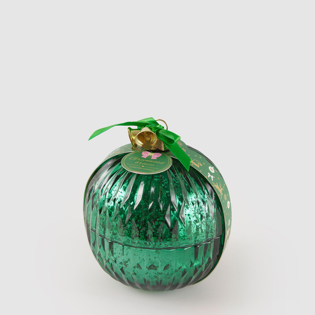 Candela profumata sfera di Natale EDG in cera verde 11 cm