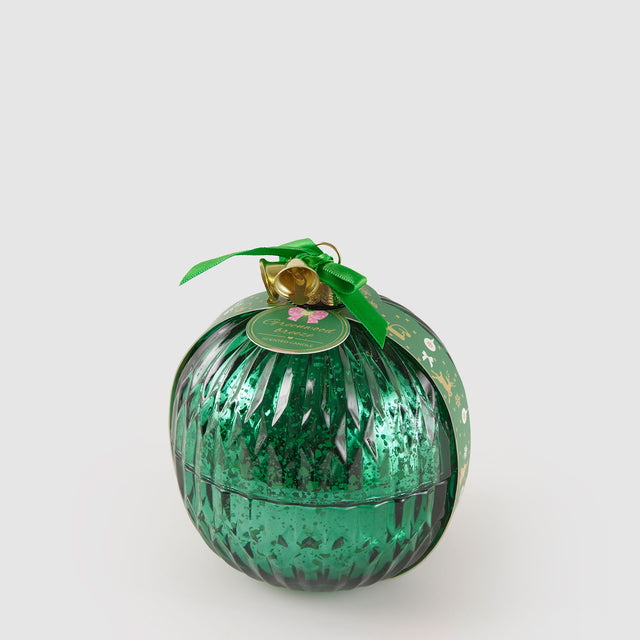 Candela profumata sfera di Natale EDG in cera verde 11 cm