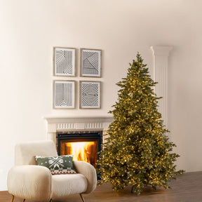 Albero di Natale Pino Argentato EDG in PVC e PE 210x149 cm con luci LED