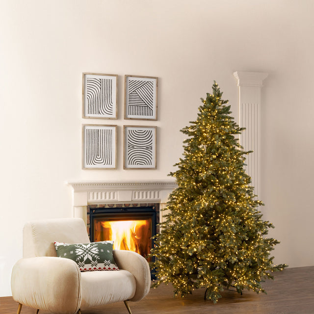 Albero di Natale Pino Argentato EDG in PVC e PE 210x149 cm con luci LED