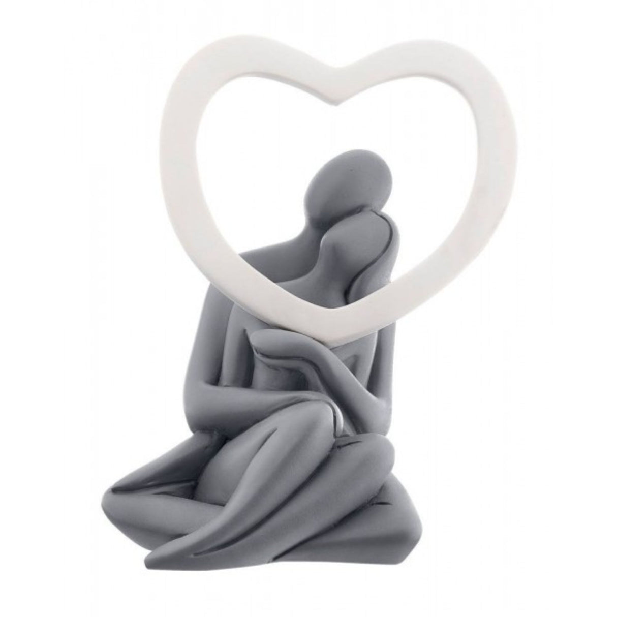 Scultura coppia con cuore Bongelli Preziosi in marmorino grigio 13 cm