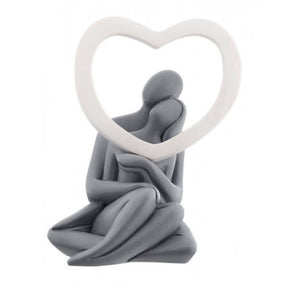 Scultura coppia con cuore Bongelli Preziosi in marmorino grigio 13 cm