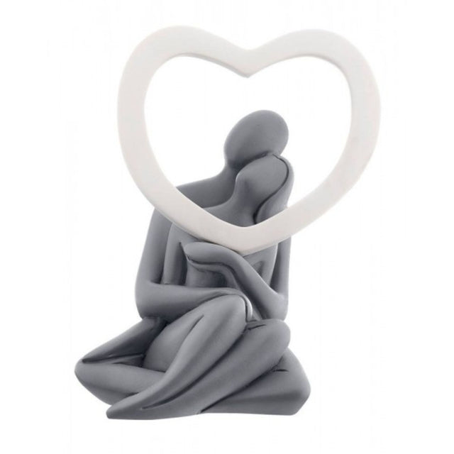 Scultura coppia con cuore Bongelli Preziosi in marmorino grigio 13 cm