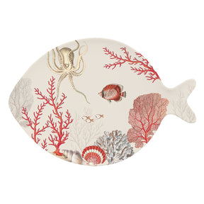Vassoio Coral Reef Easy Life in porcellana decorata 31x21,5 cm