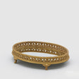 Vassoio decorativo EDG in metallo oro con base a specchio 38x28 cm