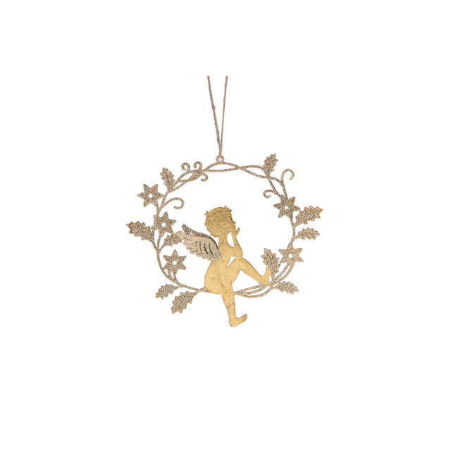 Pendaglio Angelo con Coroncina Bianchi Dino in metallo dorato 16 cm