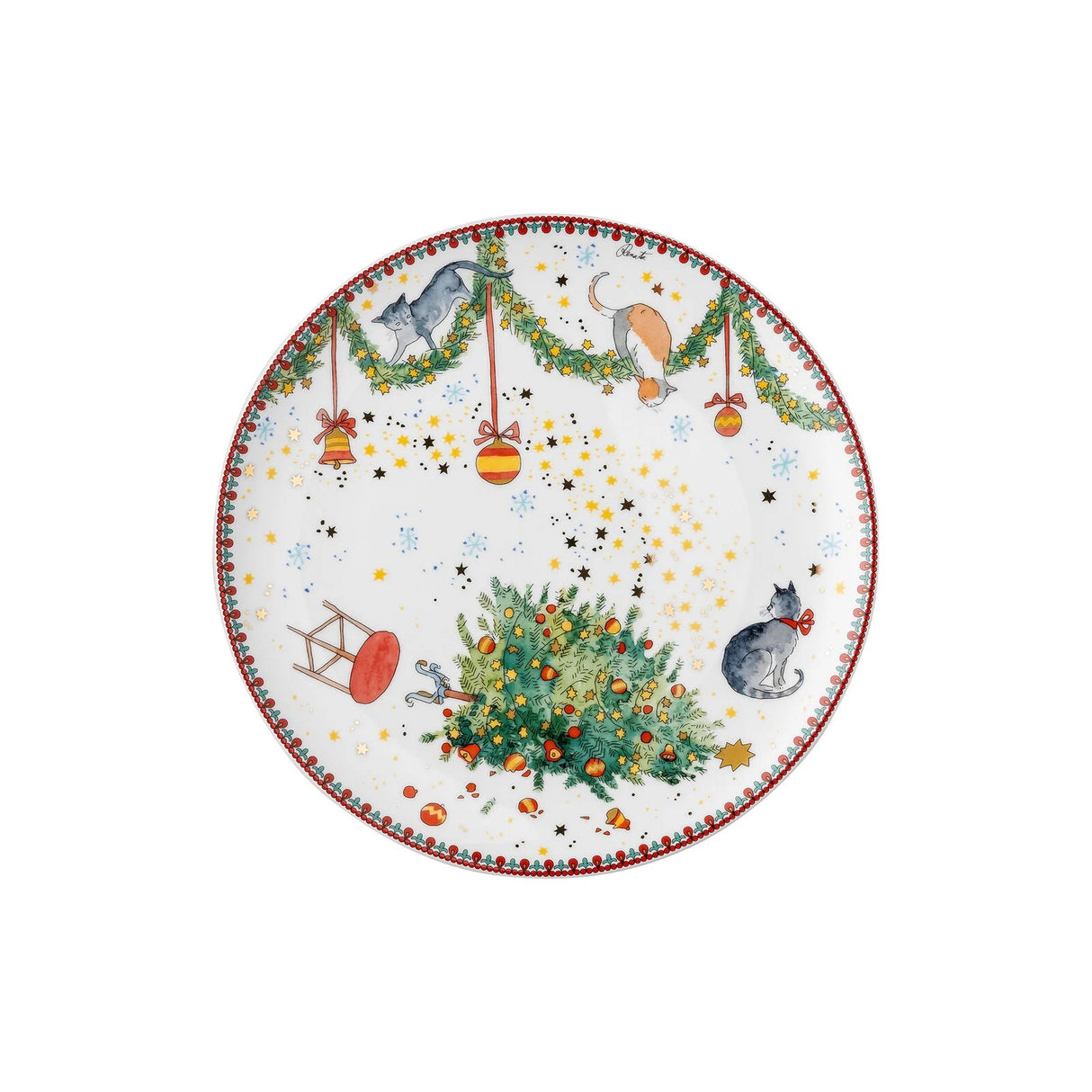 Piatto dolce Hutschenreuther in porcellana con decori natalizi 22 cm