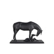 Scultura Cavalla e Puledro Lladrò in porcellana nera opaca 27x39 cm