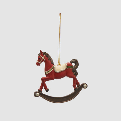 Cavallo a dondolo EDG in resina decorazione natalizia 10 cm