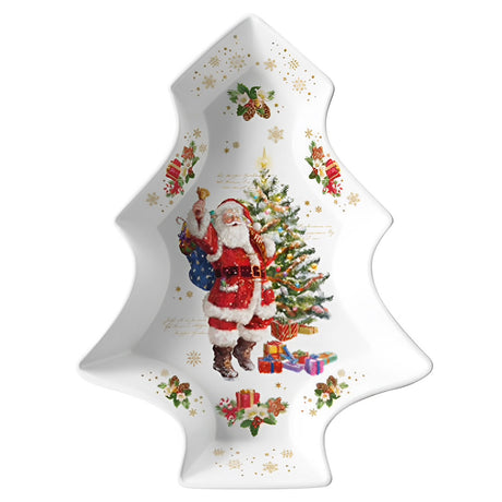 Piatto forma abete Easy Life Christmas Memories in porcellana 28 cm