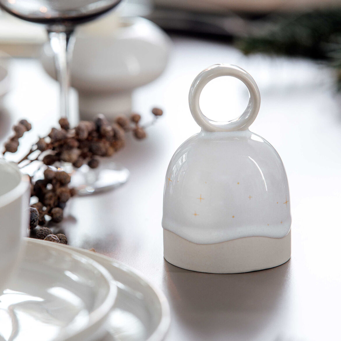 VILLEROY &amp; BOCH Winter Glow Bell Bell 10cm Porcelain Christmas Decoration